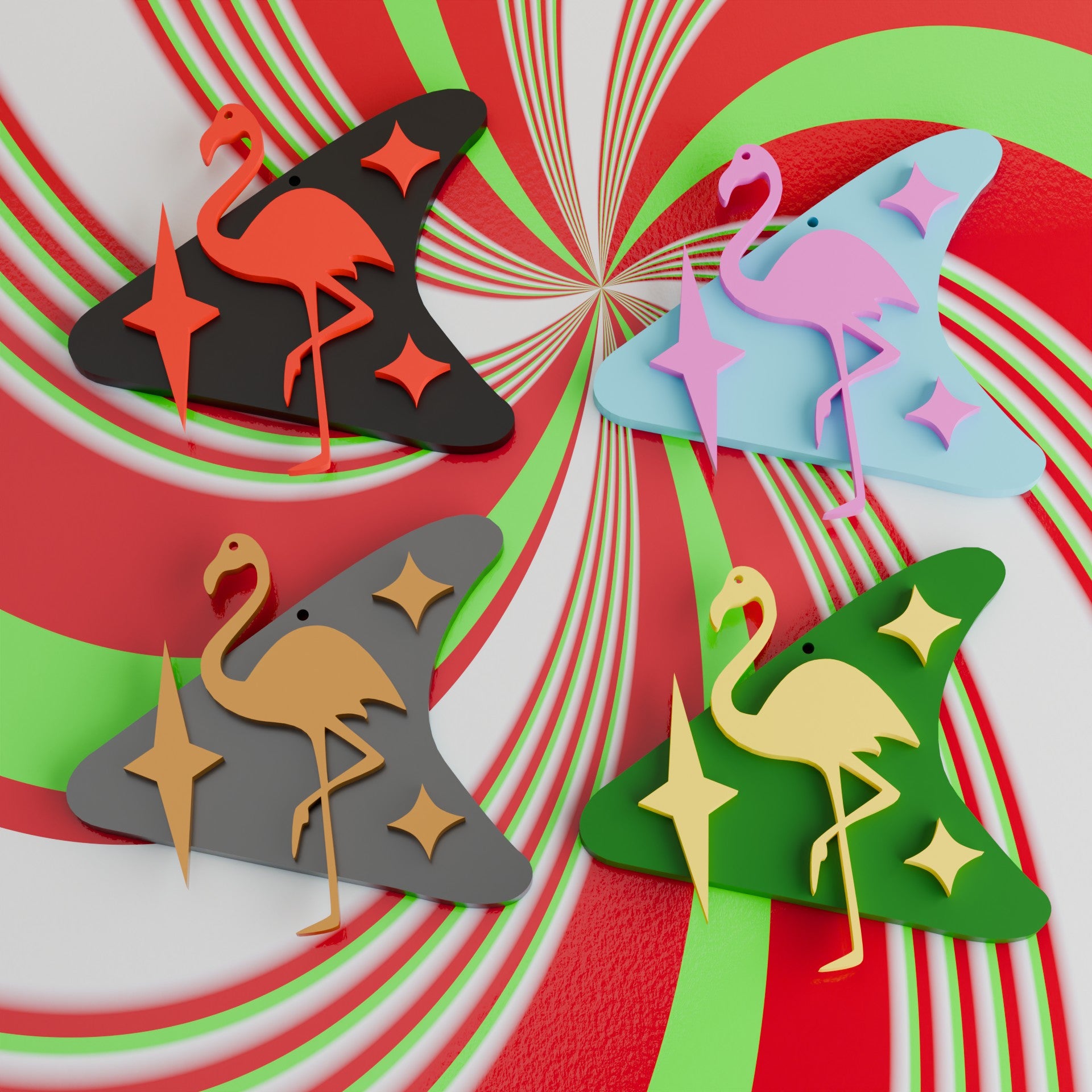 Atomic Flamingo Holiday Ornament