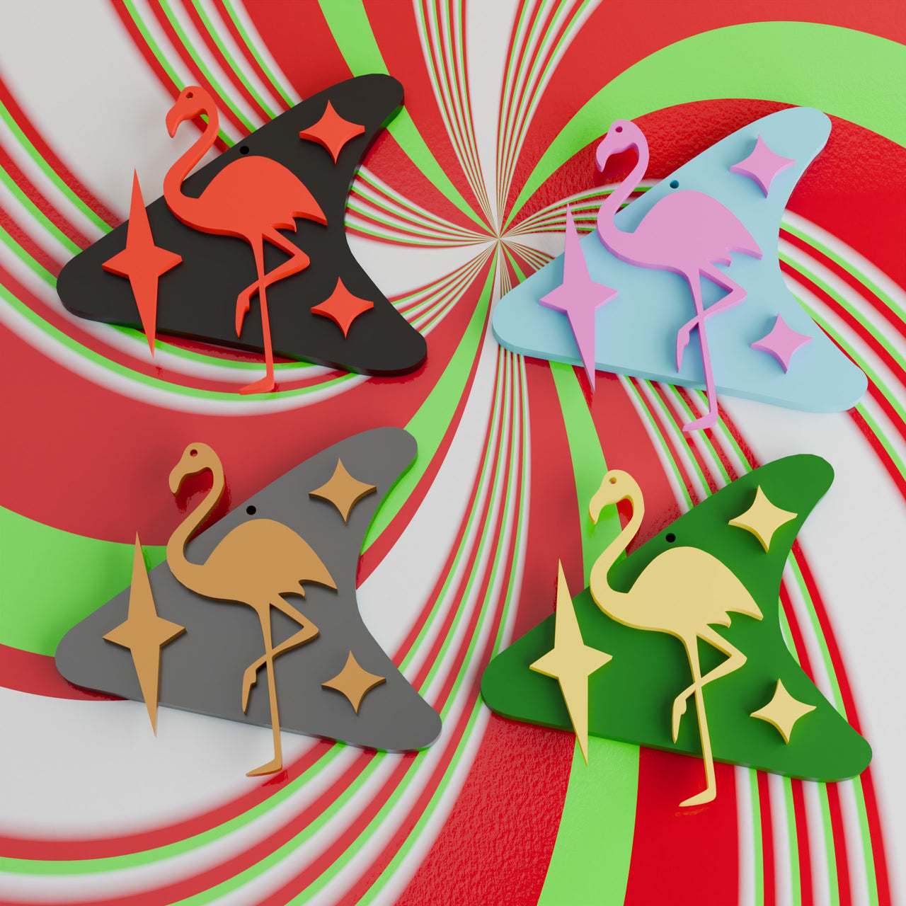 Atomic Flamingo Holiday Ornament