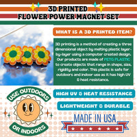 Retro Flower Power Magnet Set (Set of 3)