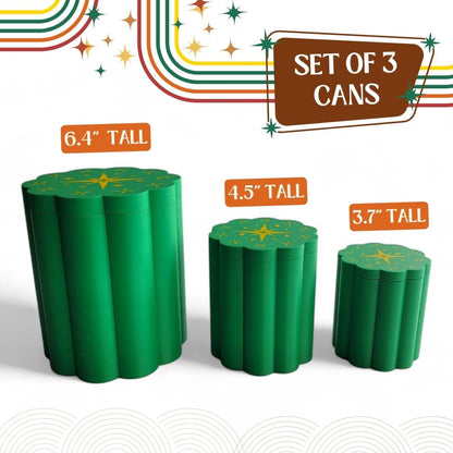 Mid Century Modern Retro Style Flower Starburst Kitchen Canisters Set of 3