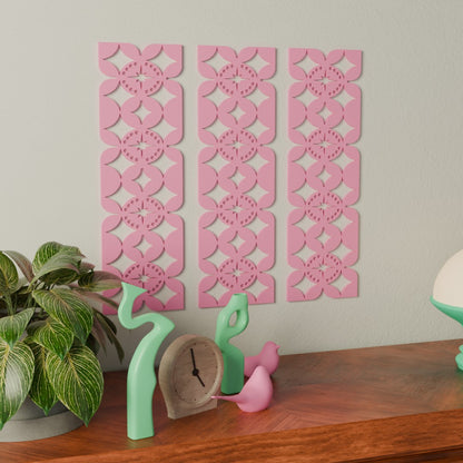 Mid Century Modern Flower Wave Starburst Wall Panel Set