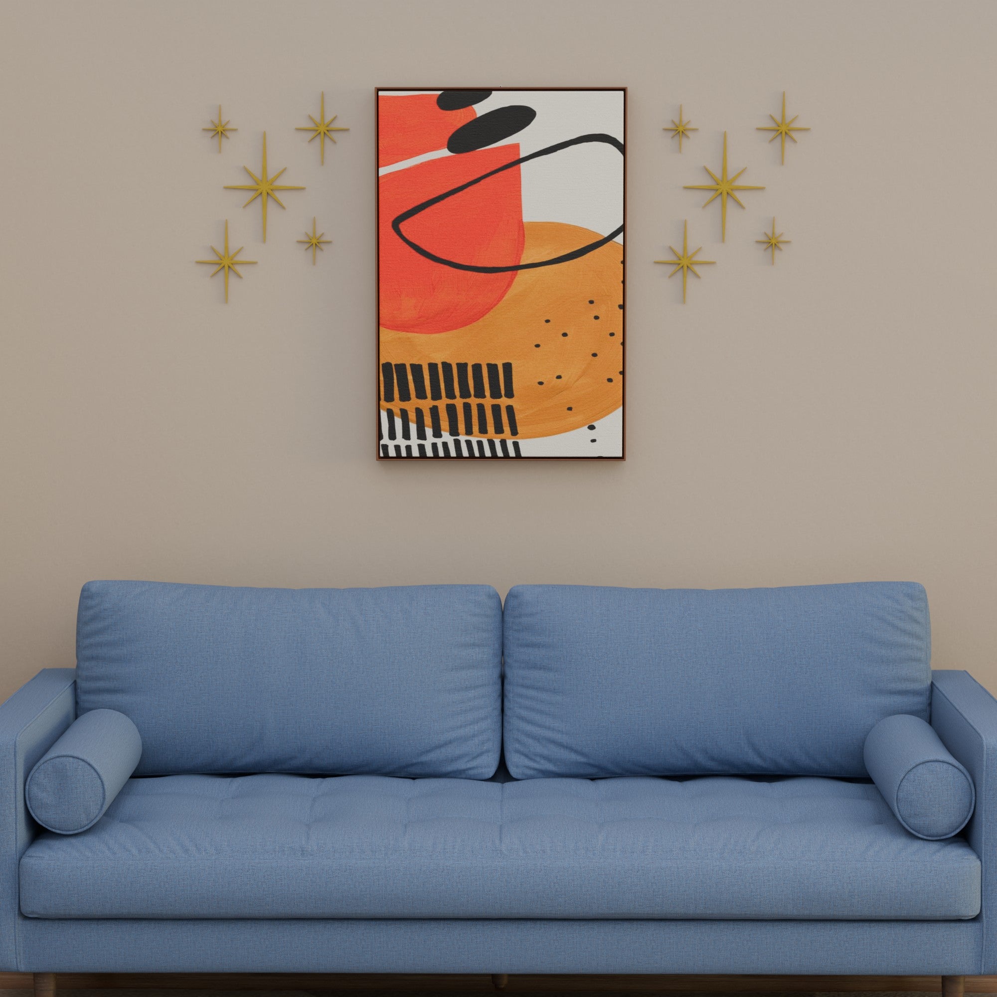 Mini Elongated Mid Century Modern Starbursts Wall Decor Set of 6
