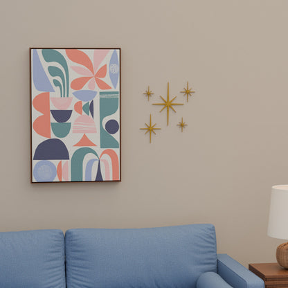 Mini Elongated Mid Century Modern Starbursts Wall Decor Set of 6