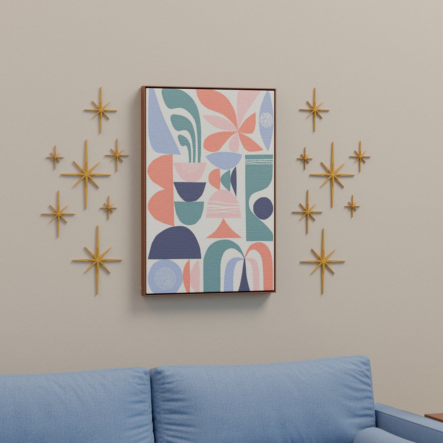 Mini Elongated Mid Century Modern Starbursts Wall Decor Set of 6