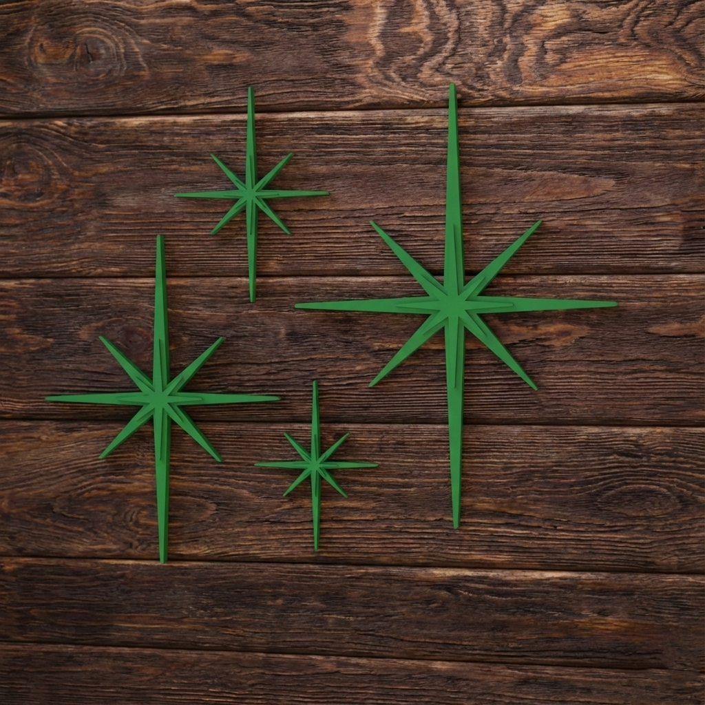 Mid Century Modern Elongated Starbursts Set of 4