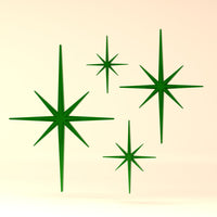 Mid Century Modern Elongated Starbursts Set of 4