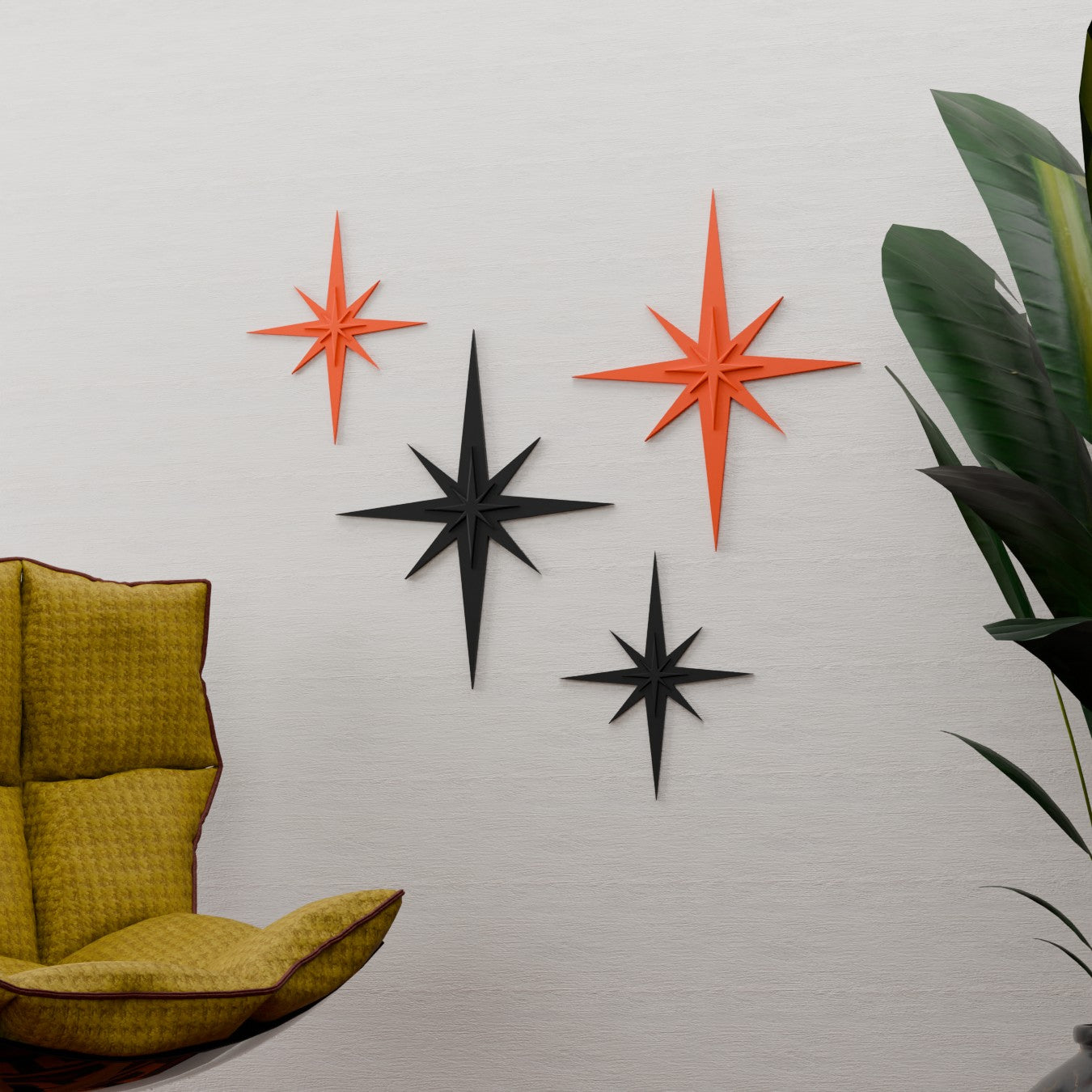 Mid Century Modern Halloween Themed Starbursts