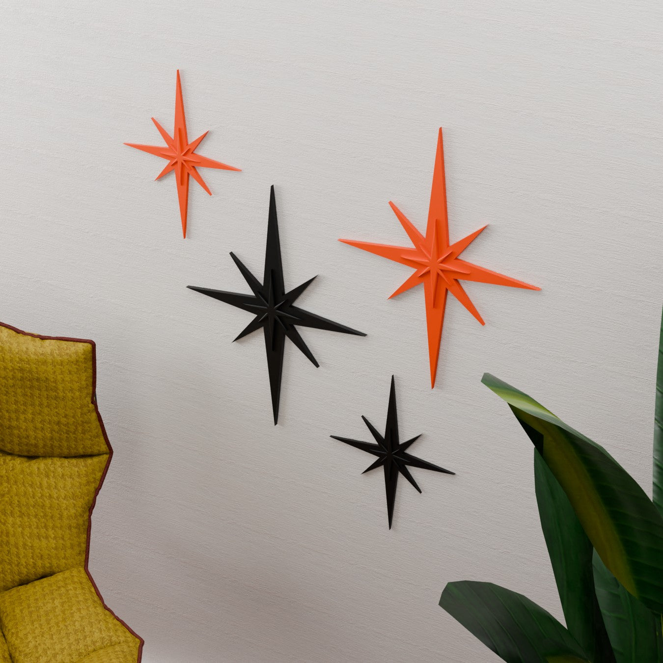 Mid Century Modern Halloween Themed Starbursts