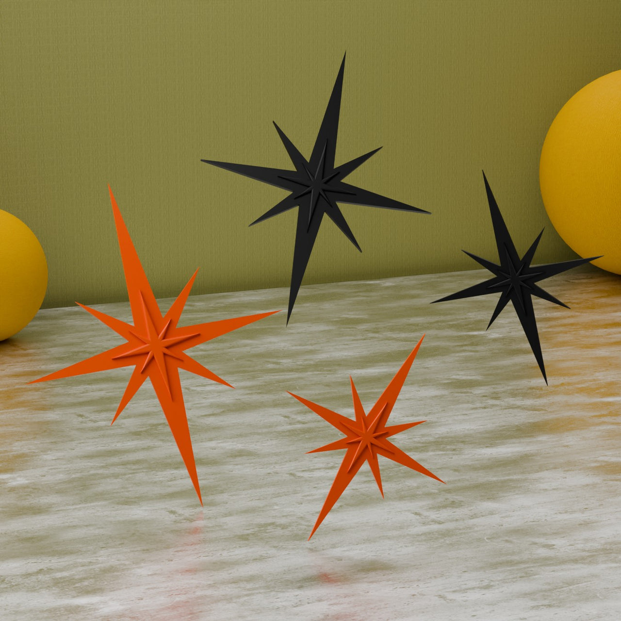 Mid Century Modern Halloween Themed Starbursts