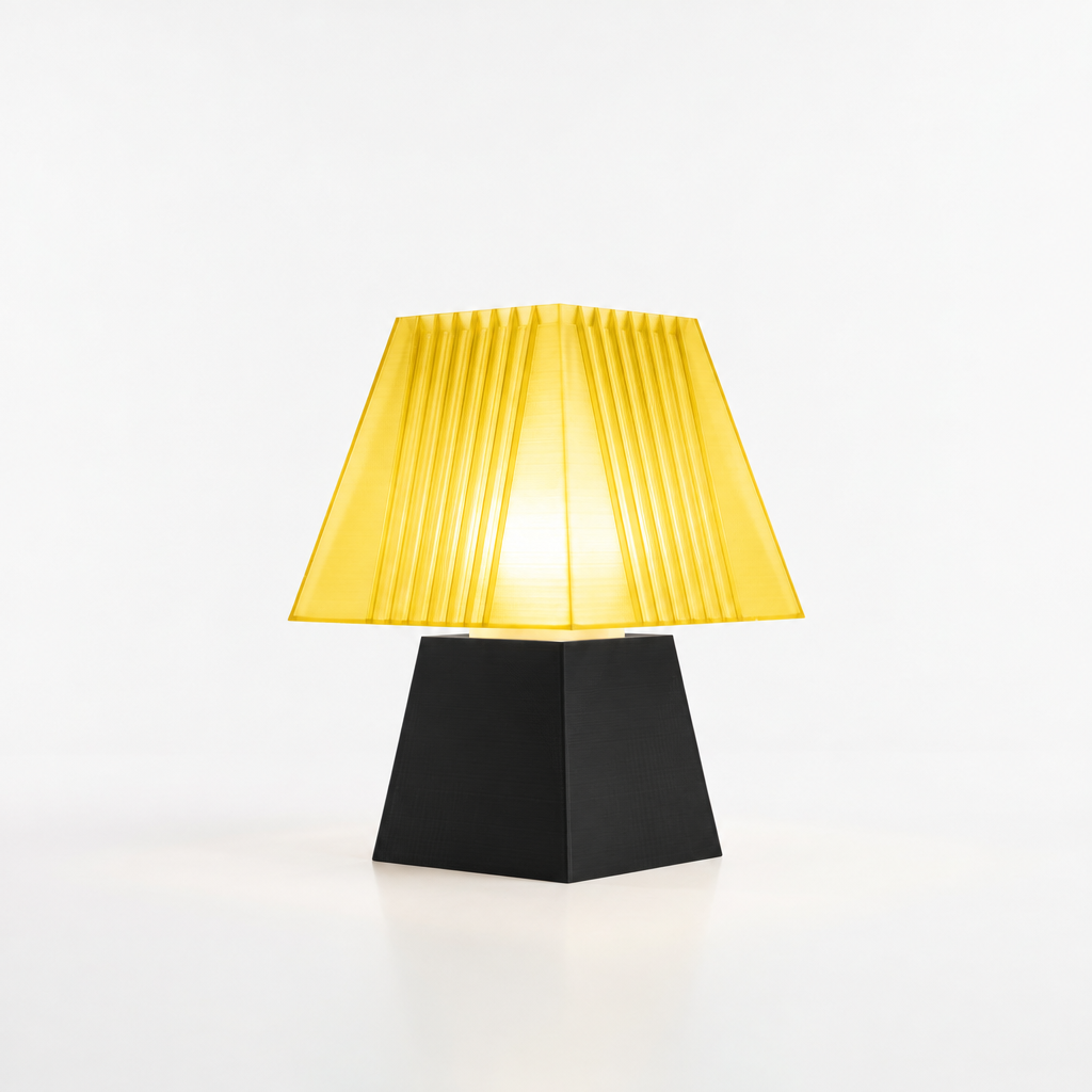 Soloarique mini table lamp with Black base and Solar Flare Yellow shade