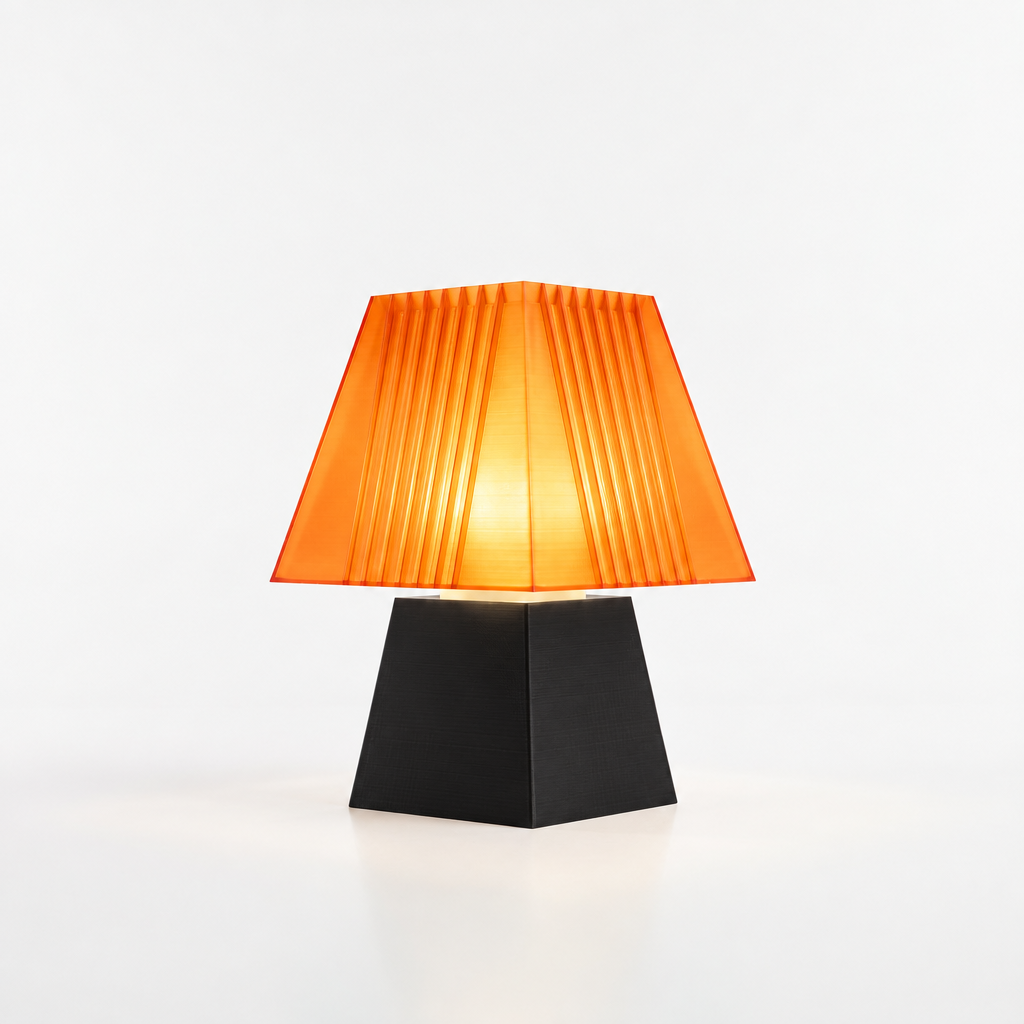 Soloarique mini table lamp with Black base and Supernova Orange shade