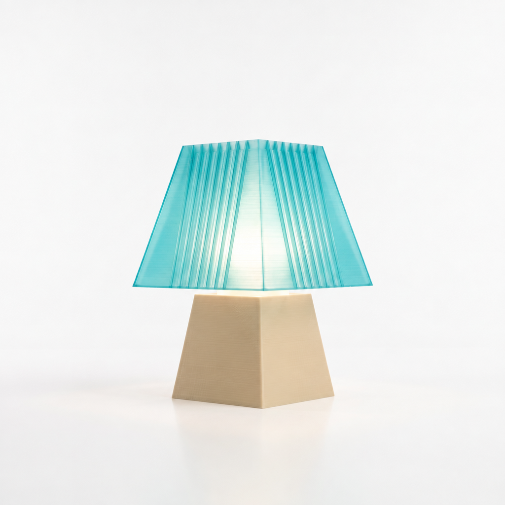 Soloarique mini table lamp with Beige base and Astro Aqua shade
