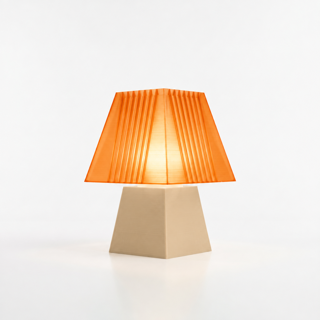 Soloarique mini table lamp with Beige base and Supernova Orange shade