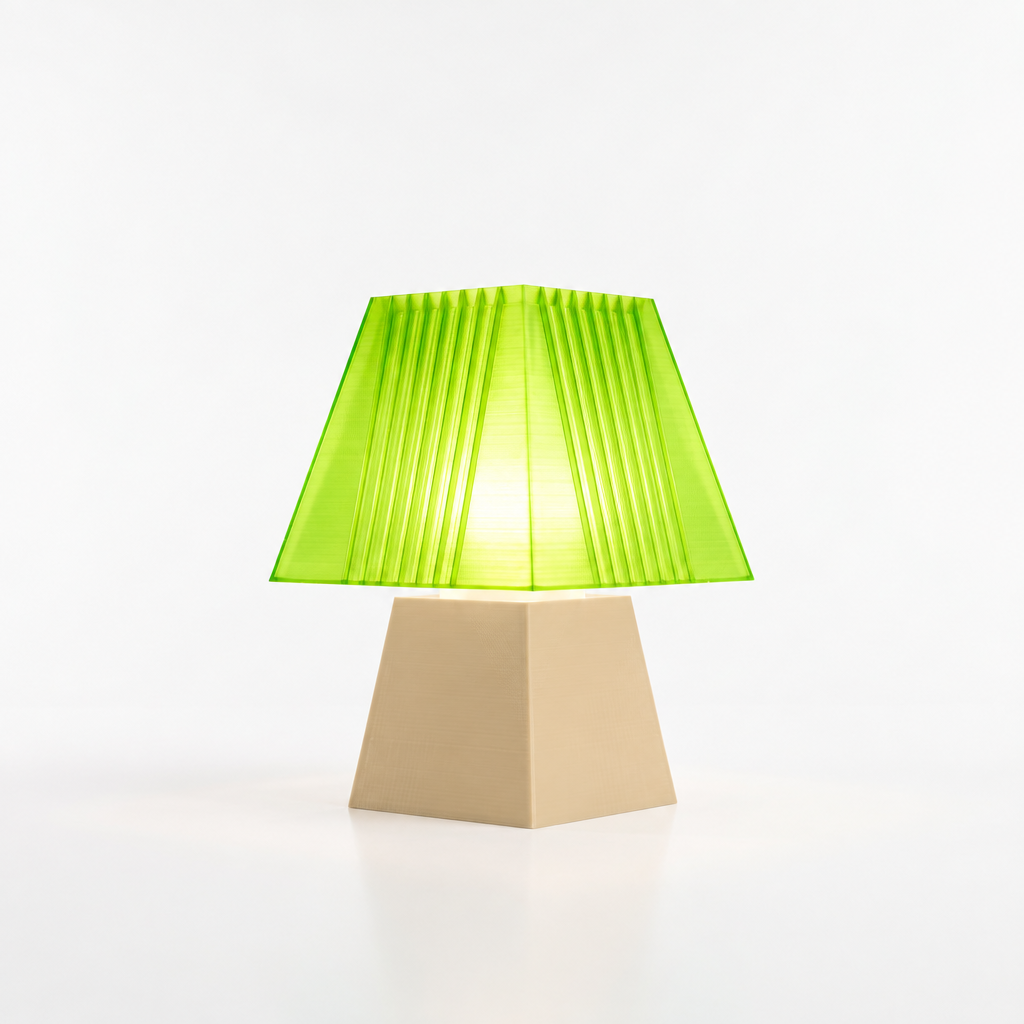 Soloarique mini table lamp with Beige base and Radioactive Lime shade