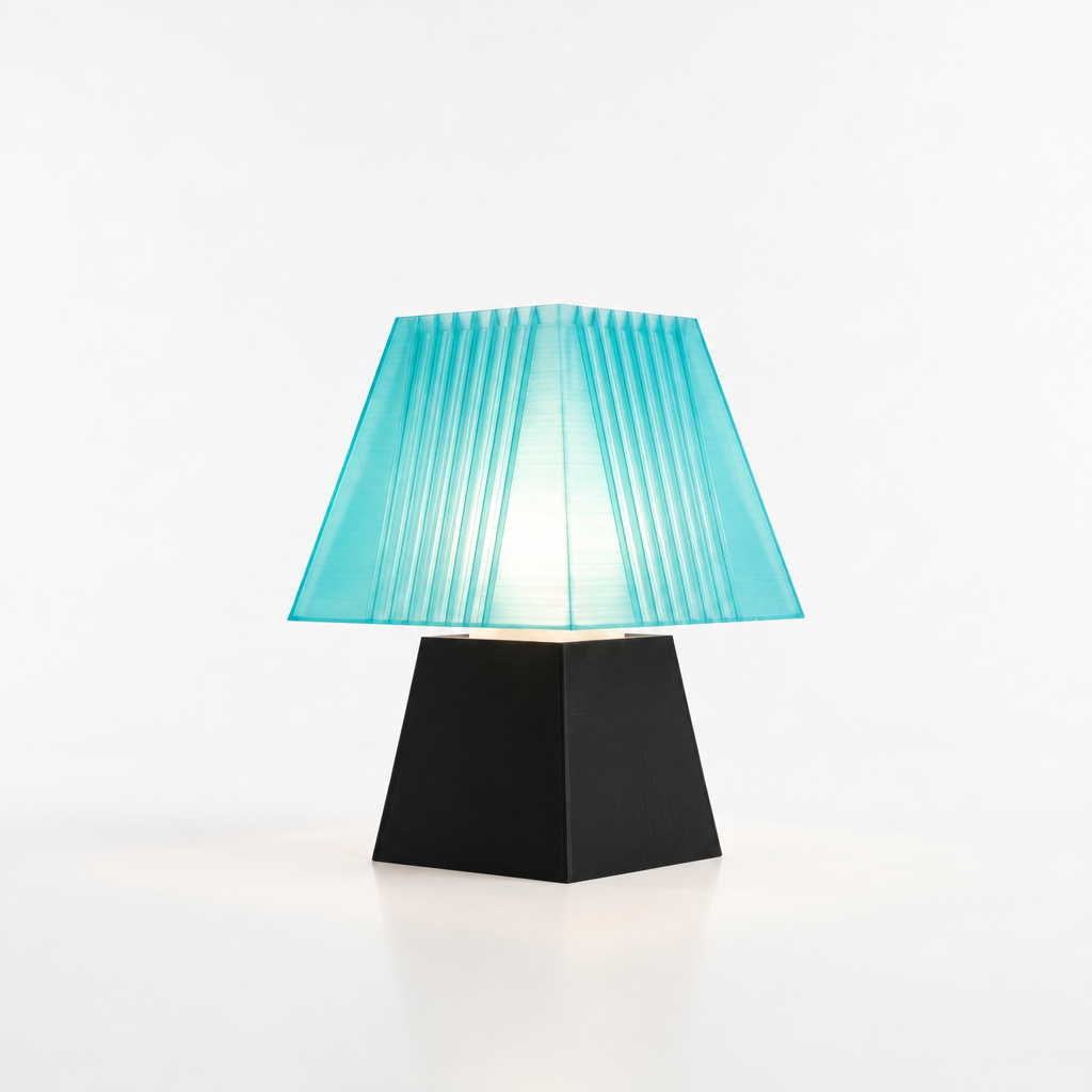 Soloarique mini table lamp with Black base and Astro Aqua shade