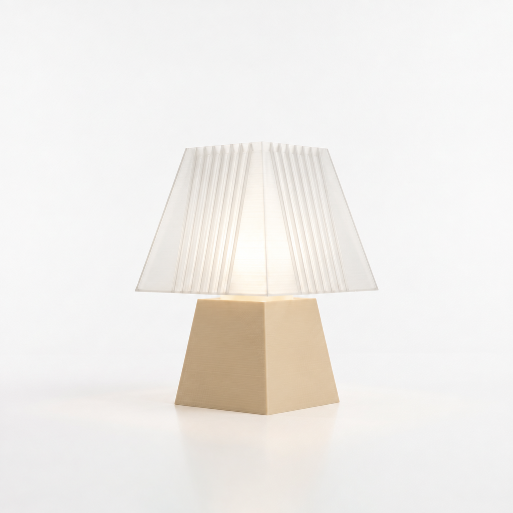 Soloarique mini table lamp with Beige base and White shade