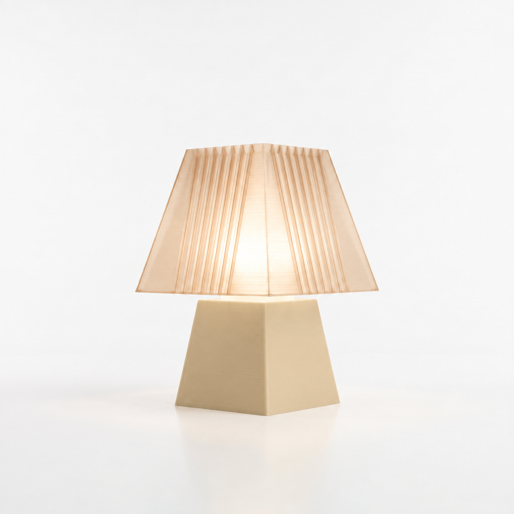 Soloarique mini table lamp with Beige base and Stardust Champagne shade