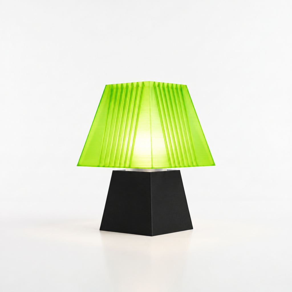 Soloarique mini table lamp with Black base and Radioactive Lime shade