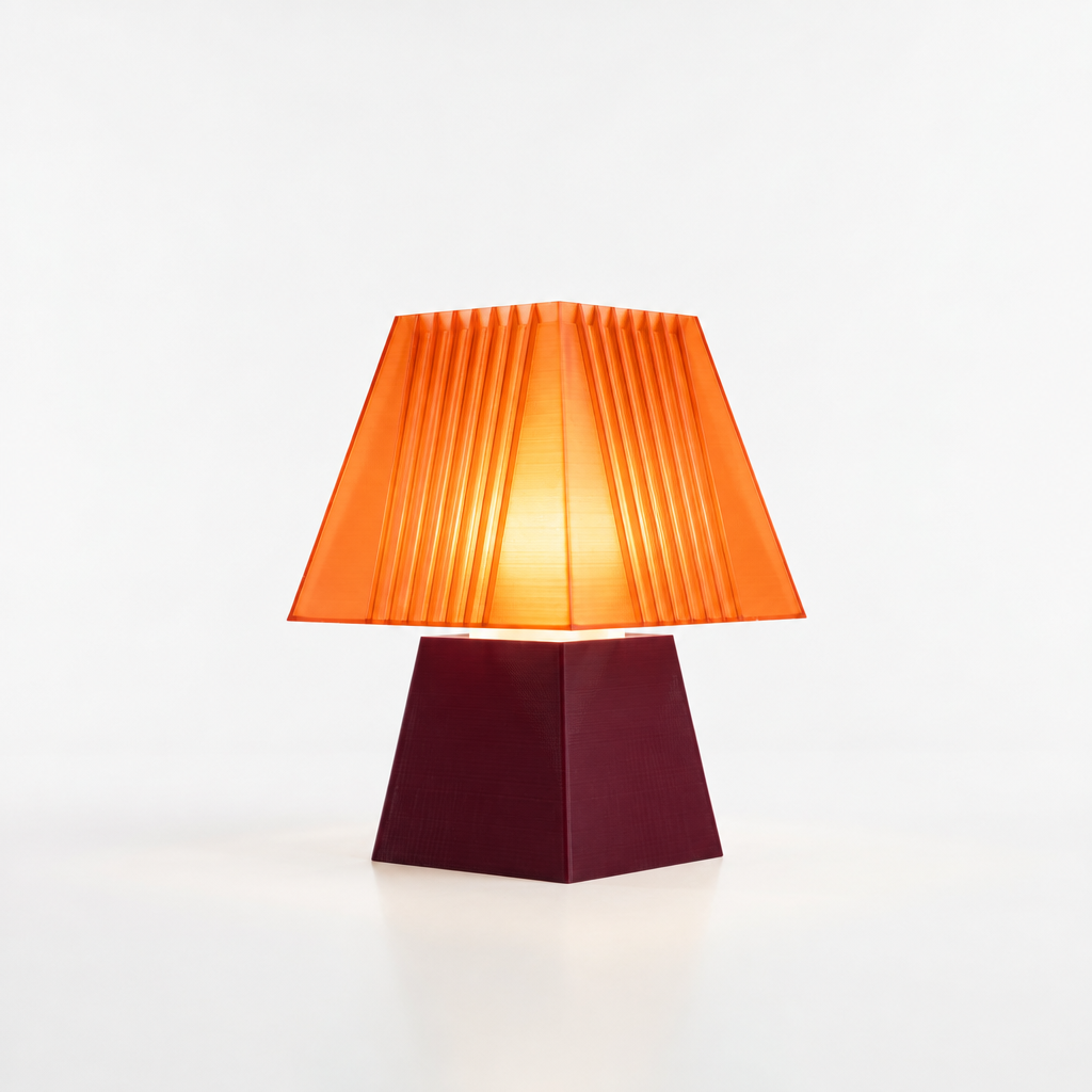 Soloarique mini table lamp with Black Cherry base and Supernova Orange shade