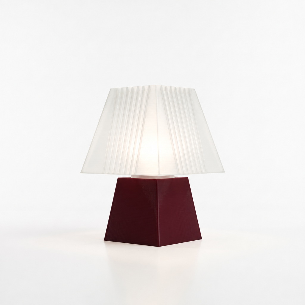 Soloarique mini table lamp with Black Cherry base and White shade