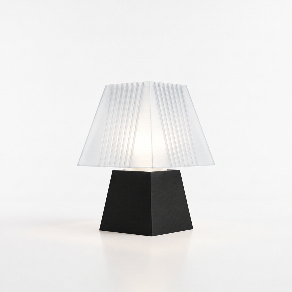 Soloarique mini table lamp with Black base and Lunar Clear Frost shade