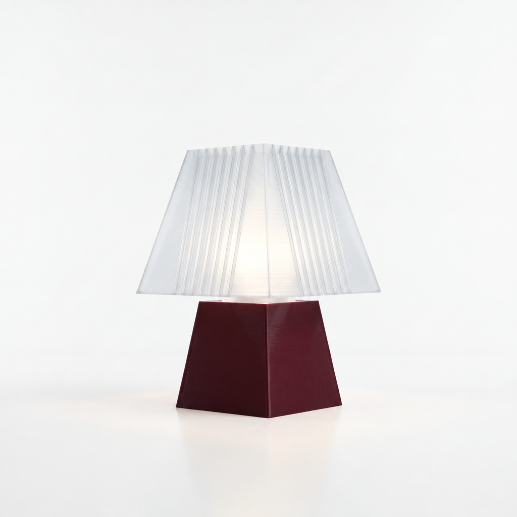 Soloarique mini table lamp with Black Cherry base and Lunar Clear Frost shade