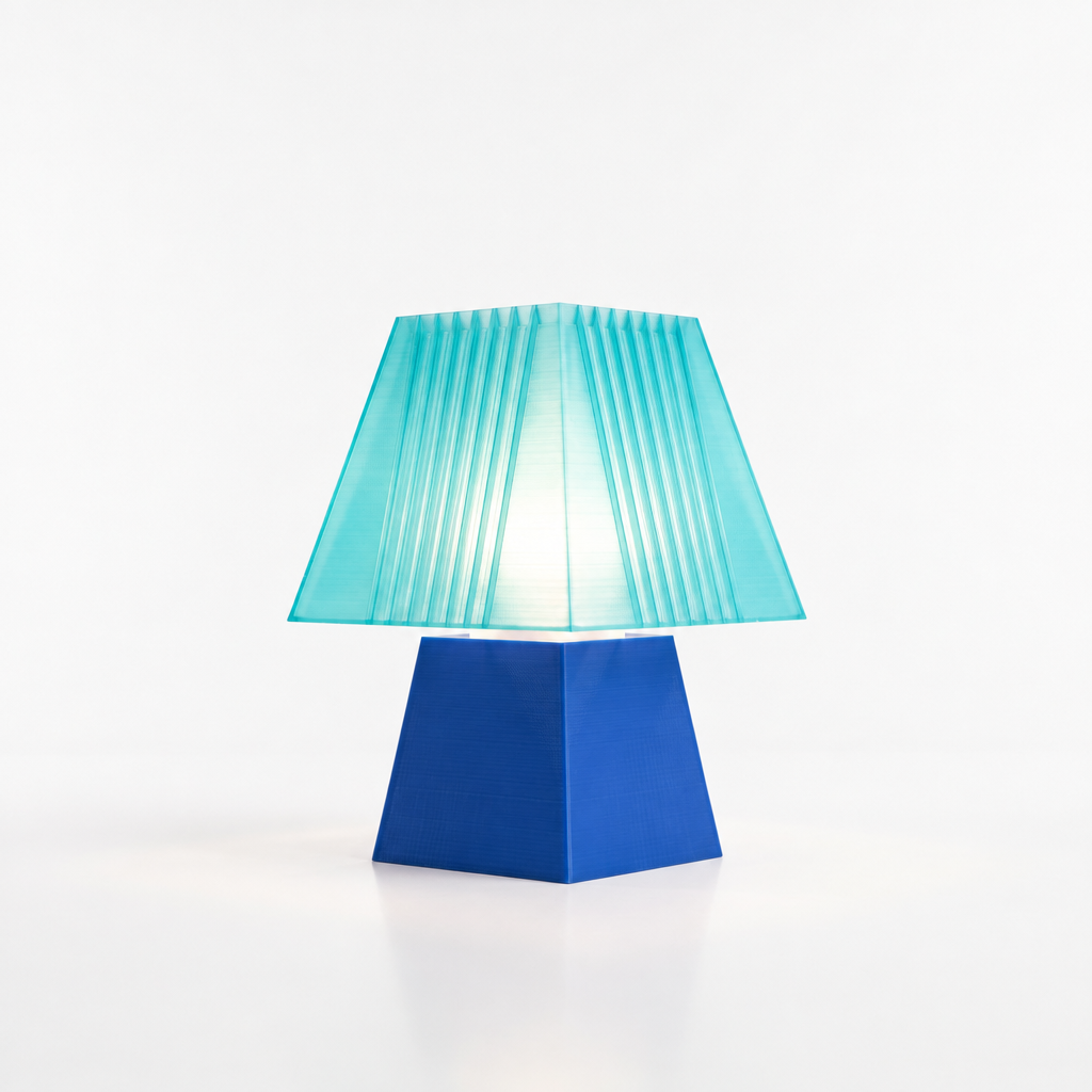 Soloarique mini table lamp with Blue base and Astro Aqua shade