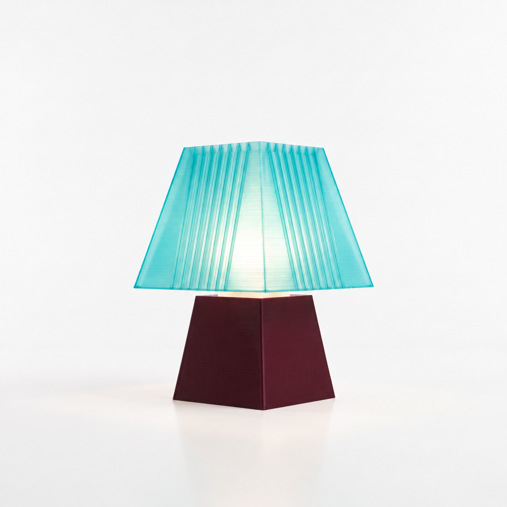 Soloarique mini table lamp with Black Cherry base and Astro Aqua shade