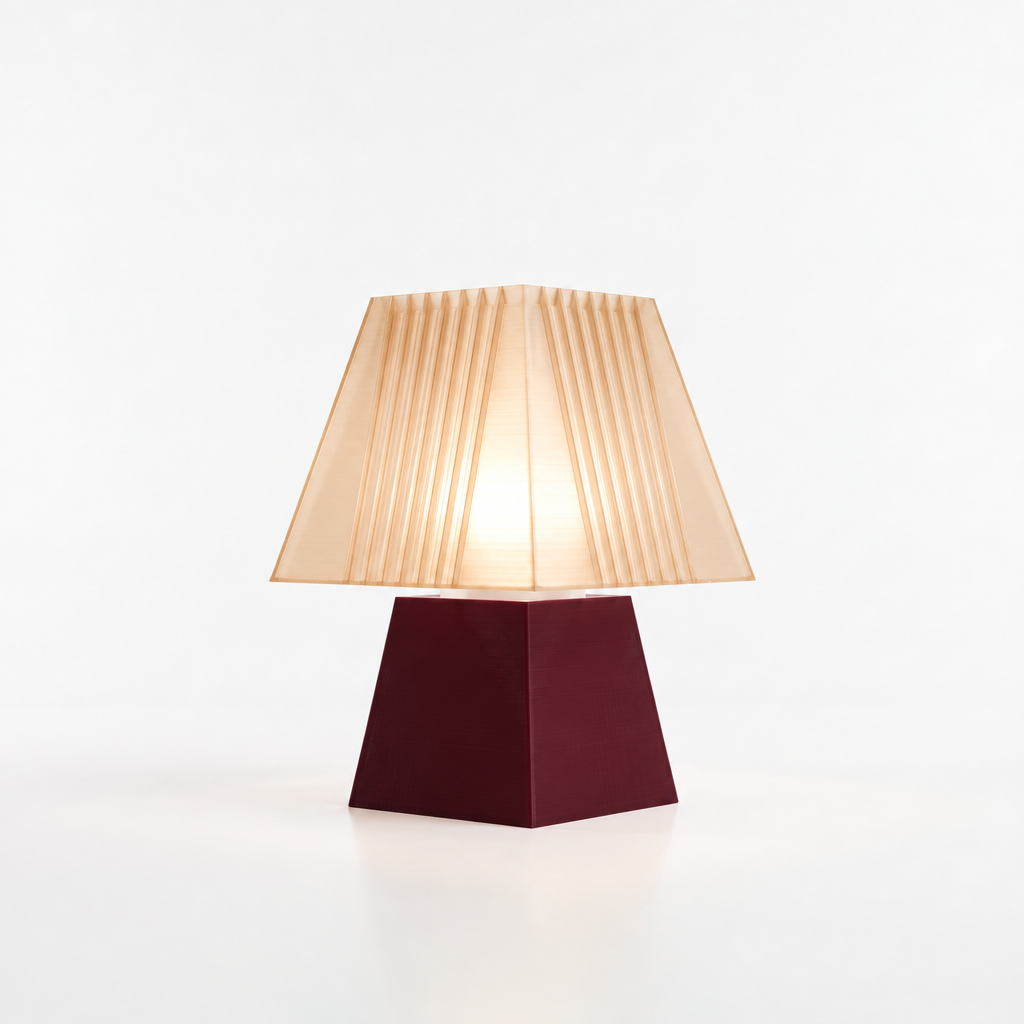 Soloarique mini table lamp with Black Cherry base and Stardust Champagne shade