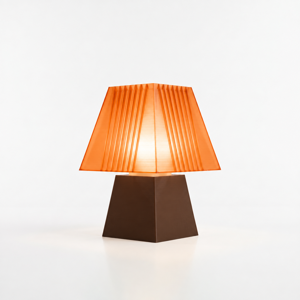 Soloarique mini table lamp with Dark Brown base and Supernova Orange shade