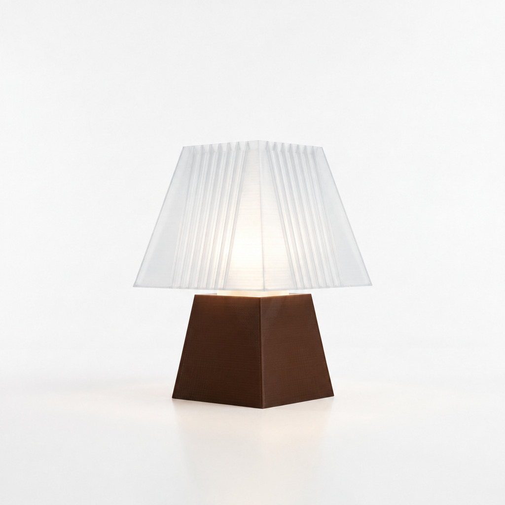 Soloarique mini table lamp with Dark Brown base and Lunar Clear Frost shade