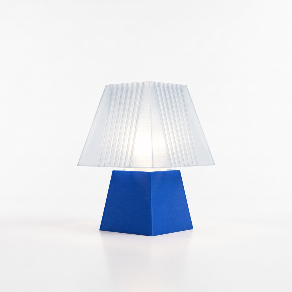 Soloarique mini table lamp with Blue base and Lunar Clear Frost shade