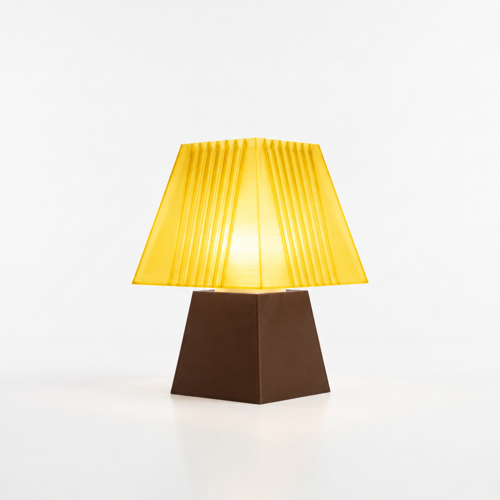Soloarique mini table lamp with Dark Brown base and Solar Flare Yellow shade