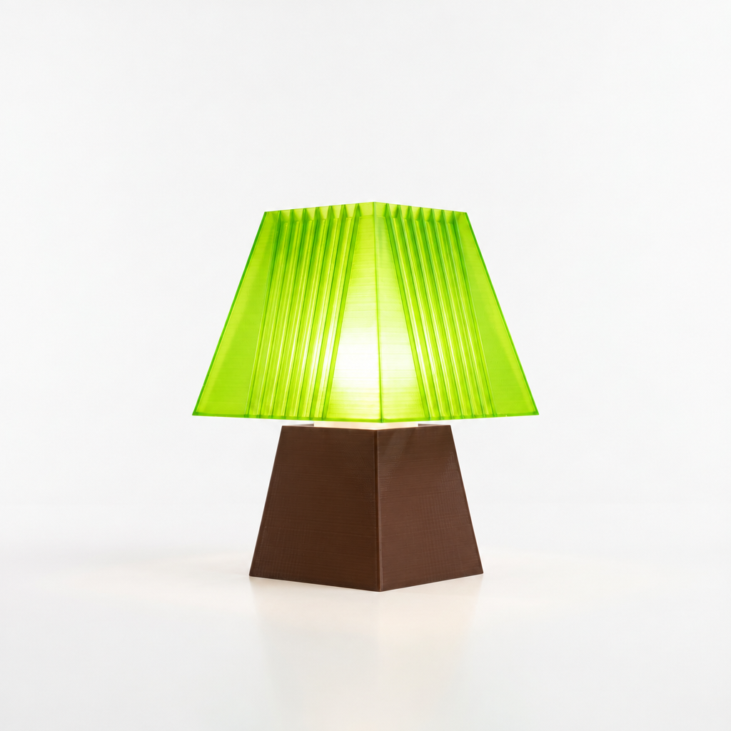 Soloarique mini table lamp with Dark Brown base and Radioactive Lime shade