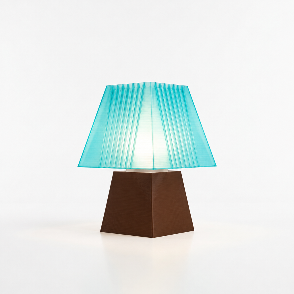 Soloarique mini table lamp with Dark Brown base and Astro Aqua shade