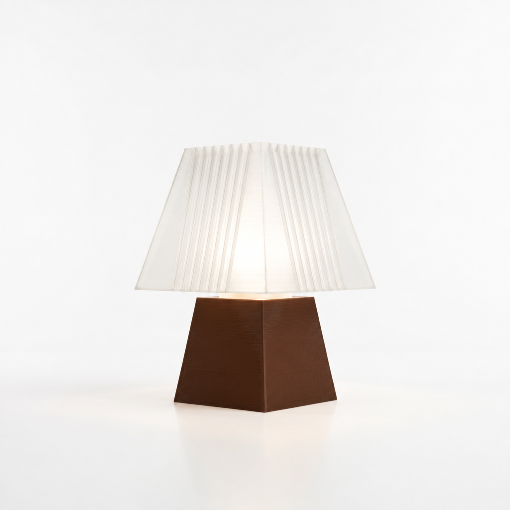 Soloarique mini table lamp with Dark Brown base and White shade