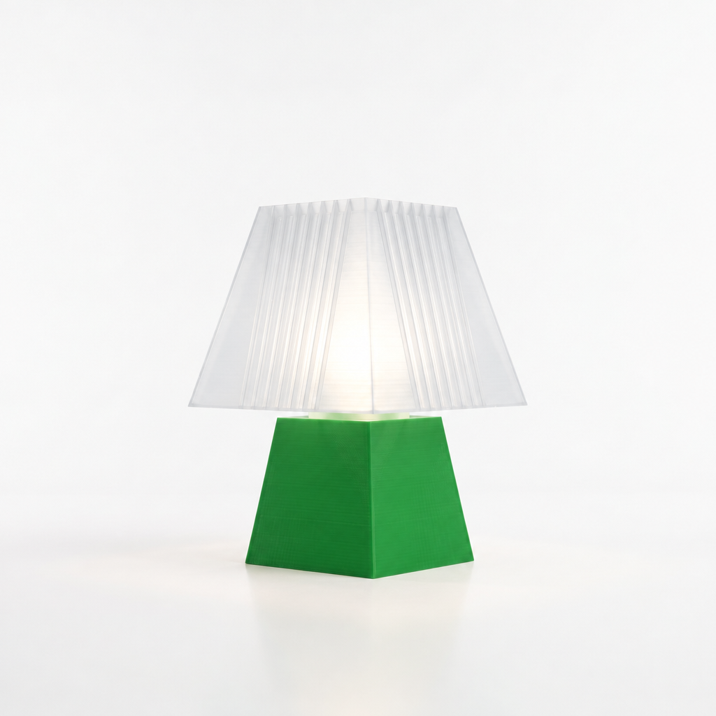 Soloarique mini table lamp with Green base and Lunar Clear Frost shade