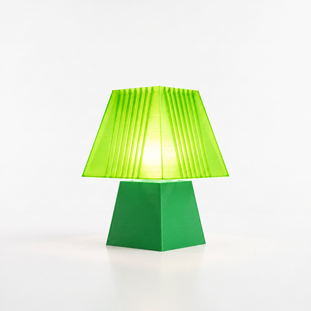 Soloarique mini table lamp with Green base and Radioactive Lime shade