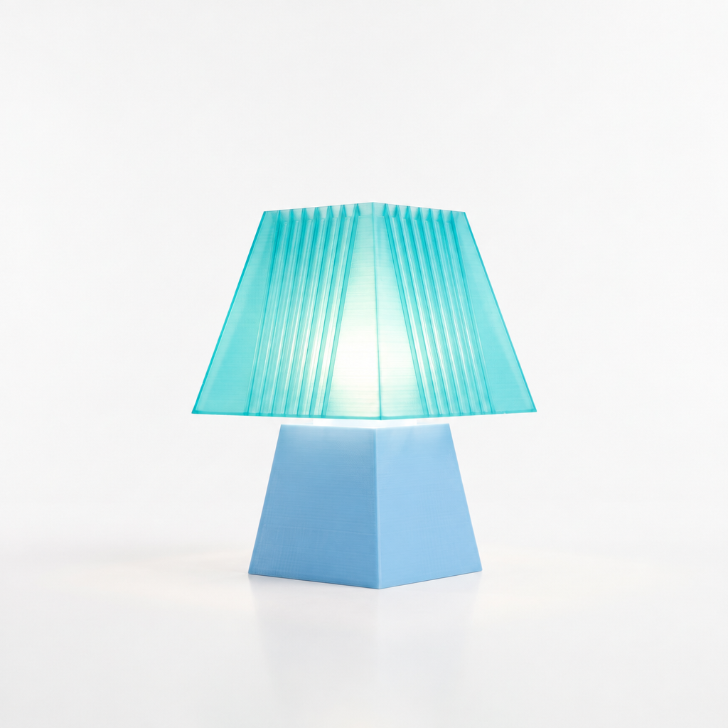 Soloarique mini table lamp with Light Blue base and Astro Aqua shade