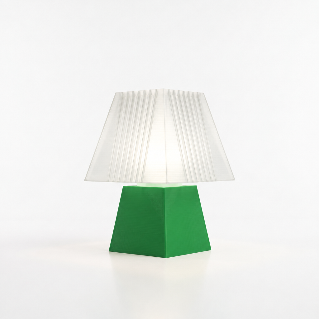 Soloarique mini table lamp with Green base and White shade
