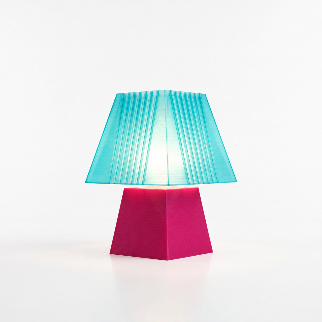 Soloarique mini table lamp with Magenta base and Astro Aqua shade