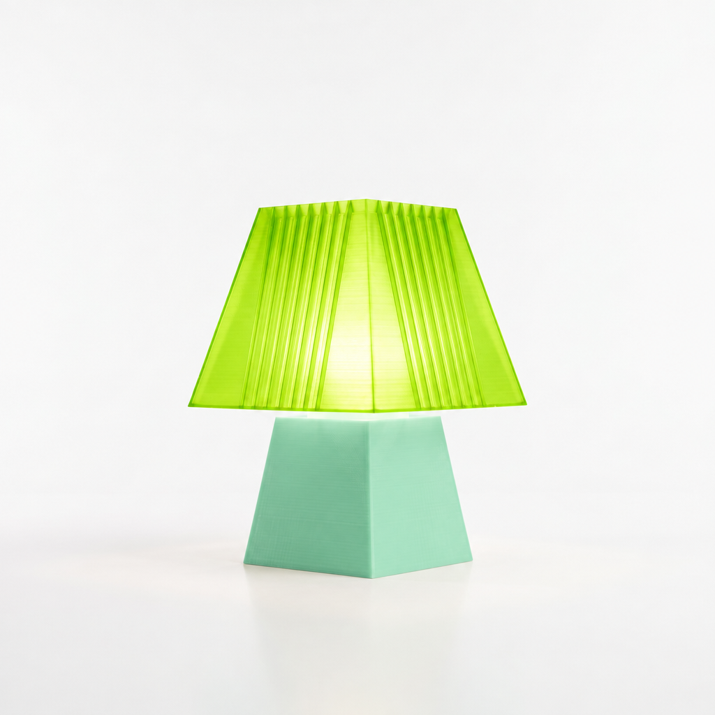 Soloarique mini table lamp with Mint base and Radioactive Lime shade