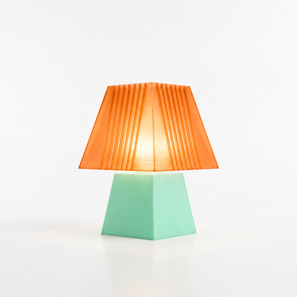 Soloarique mini table lamp with Mint base and Supernova Orange shade