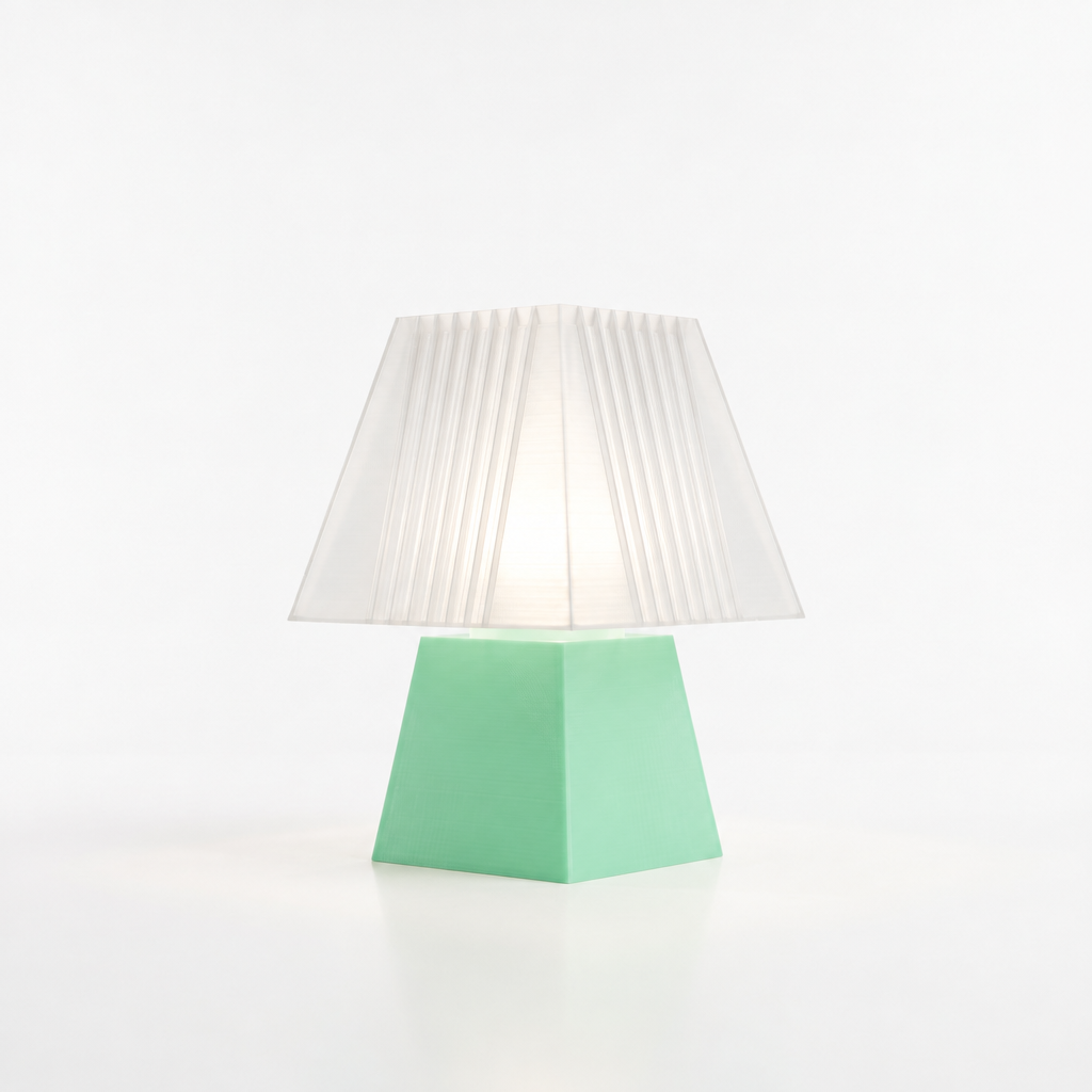 Soloarique mini table lamp with Mint base and White shade