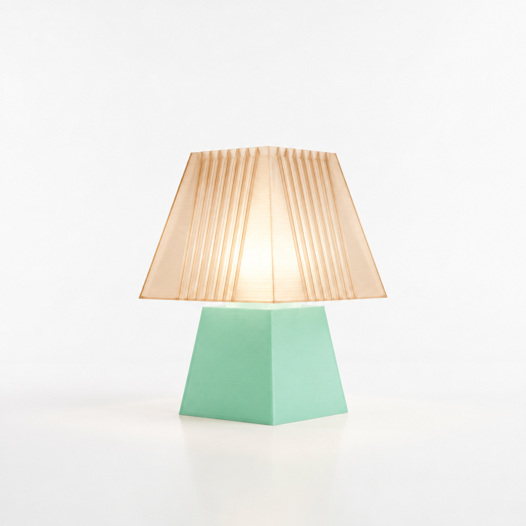 Soloarique mini table lamp with Mint base and Stardust Champagne shade