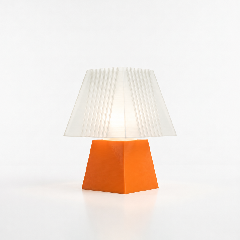 Soloarique mini table lamp with Orange base and White shade