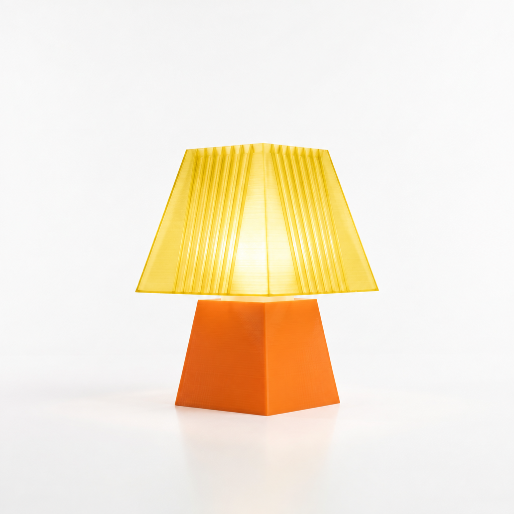 Soloarique mini table lamp with Orange base and Solar Flare Yellow shade
