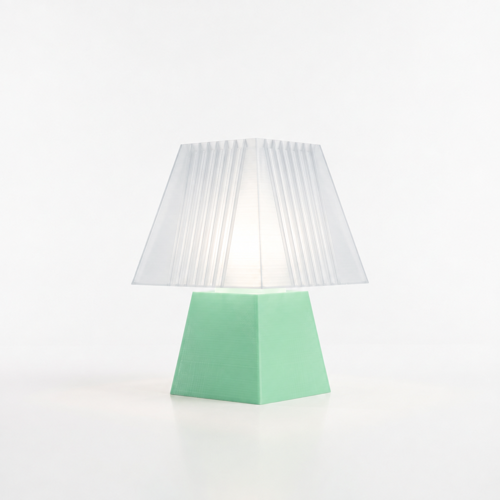 Soloarique mini table lamp with Mint base and Lunar Clear Frost shade