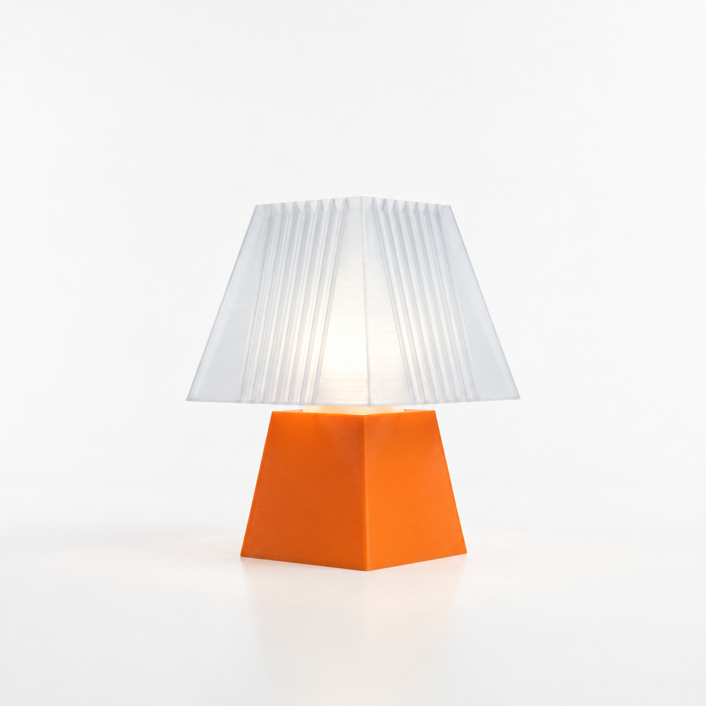 Soloarique mini table lamp with Orange base and Lunar Clear Frost shade