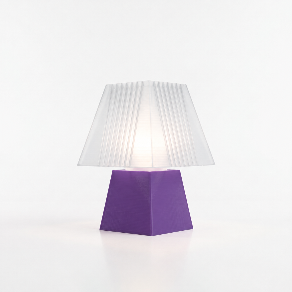 Soloarique mini table lamp with Purple base and Lunar Clear Frost shade